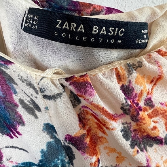 Zara Maxi Dress Women's XS Floral Racer Back Asymmetrical Hem Strappy Lined - Picture 5 of 7